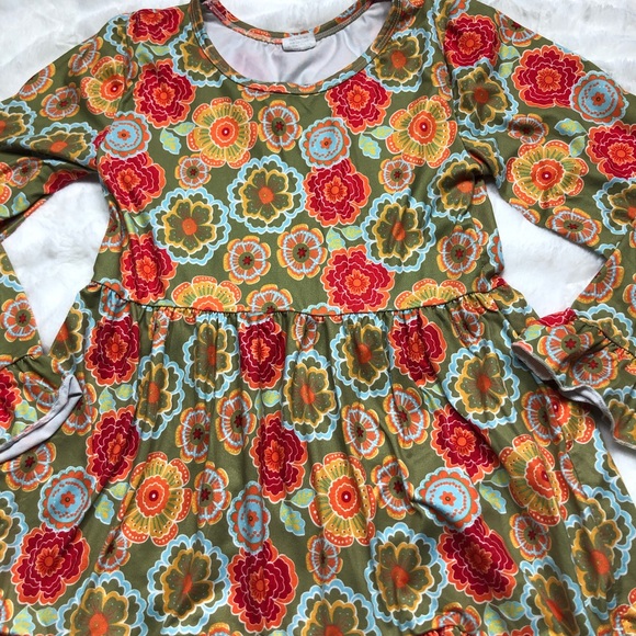 Boutique Fall Floral Ruffle Trim High Low Top size 14 - Picture 5 of 7